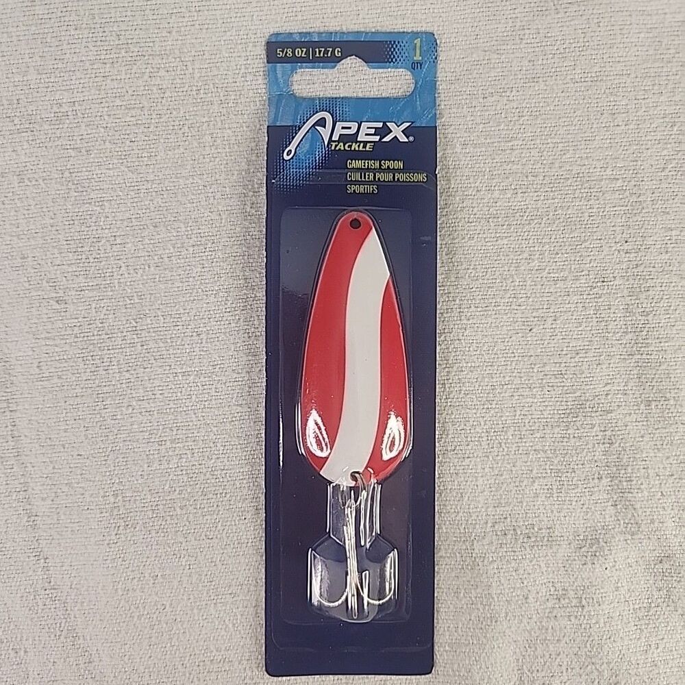 Lure Apex Tackle Red White 2.75" Fishing Spoon #Sp58-1 For Bass Walleye Hook